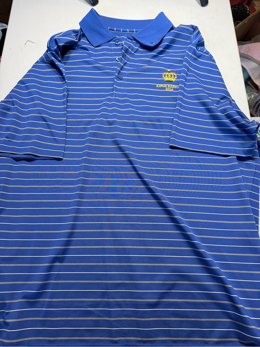 Kings Ranch Blue Stripe Polo with Embroidered Crest